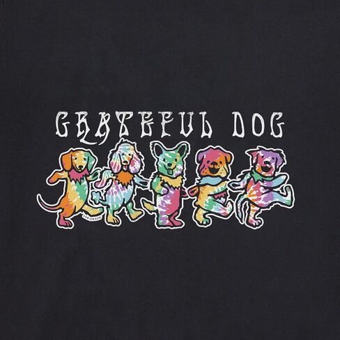 الحياة جيدة. تي شيرت رجالي بأكمام طويلة من Tie Dye Grateful Dog Crusher، باللون الأسود الباهت in Kuwait