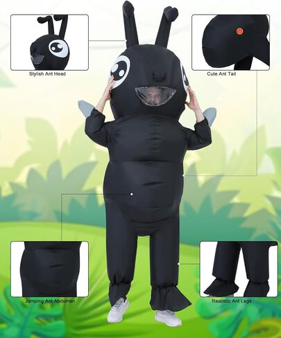Inflatable Ant Costume for Adults | Funny Giant Black Insect Blow Up Jumpsuit | Unisex Full Body Bug Outfit for Halloween, Cosplay, Festival, Stag Night & Theme Parties in Saudi Arabia