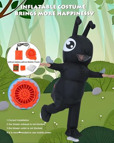 Inflatable Ant Costume for Adults | Funny Giant Black Insect Blow Up Jumpsuit | Unisex Full Body Bug Outfit for Halloween, Cosplay, Festival, Stag Night & Theme Parties in Saudi Arabia