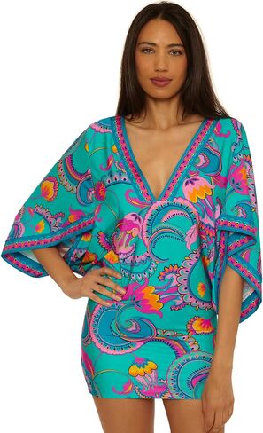 Trina Turk Women's Mykonos V-neck Tunic, Casual, Pull On, Beach Cover Ups for Women in Kuwait