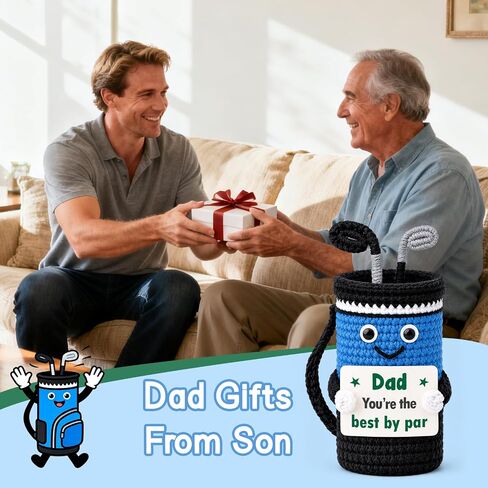 Dad Gifts for Fathers Day from Daughter Son, Mini Birthday Gift Idea for Men Golfers Him New Dads from Wife Woman Girl Kids, Handmade Crochet Golf Bag Accessories Husband Friend Enthusiast in Saudi Arabia