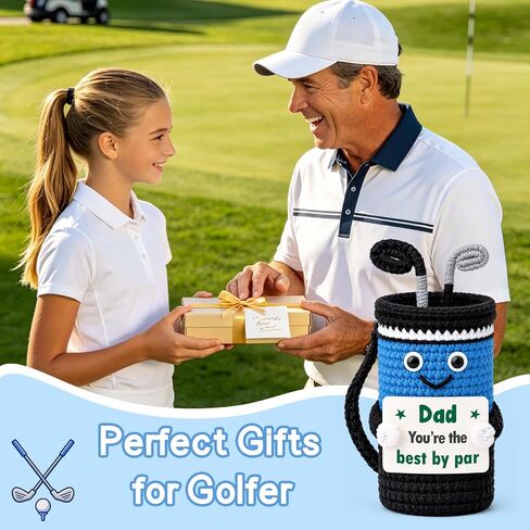 Dad Gifts for Fathers Day from Daughter Son, Mini Birthday Gift Idea for Men Golfers Him New Dads from Wife Woman Girl Kids, Handmade Crochet Golf Bag Accessories Husband Friend Enthusiast in Saudi Arabia