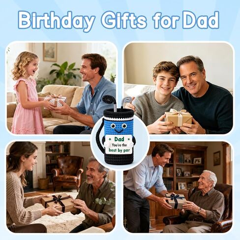 Dad Gifts for Fathers Day from Daughter Son, Mini Birthday Gift Idea for Men Golfers Him New Dads from Wife Woman Girl Kids, Handmade Crochet Golf Bag Accessories Husband Friend Enthusiast in Saudi Arabia