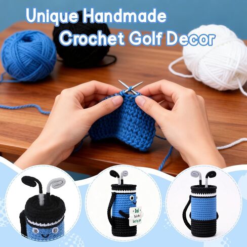 Dad Gifts for Fathers Day from Daughter Son, Mini Birthday Gift Idea for Men Golfers Him New Dads from Wife Woman Girl Kids, Handmade Crochet Golf Bag Accessories Husband Friend Enthusiast in Saudi Arabia