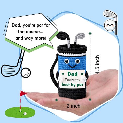 Dad Gifts for Fathers Day from Daughter Son, Mini Birthday Gift Idea for Men Golfers Him New Dads from Wife Woman Girl Kids, Handmade Crochet Golf Bag Accessories Husband Friend Enthusiast in Saudi Arabia