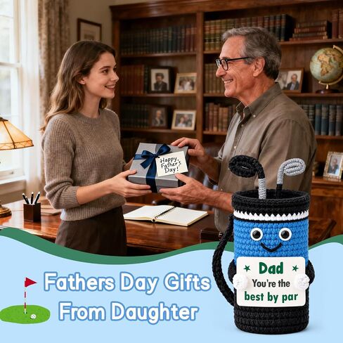 Dad Gifts for Fathers Day from Daughter Son, Mini Birthday Gift Idea for Men Golfers Him New Dads from Wife Woman Girl Kids, Handmade Crochet Golf Bag Accessories Husband Friend Enthusiast in Saudi Arabia