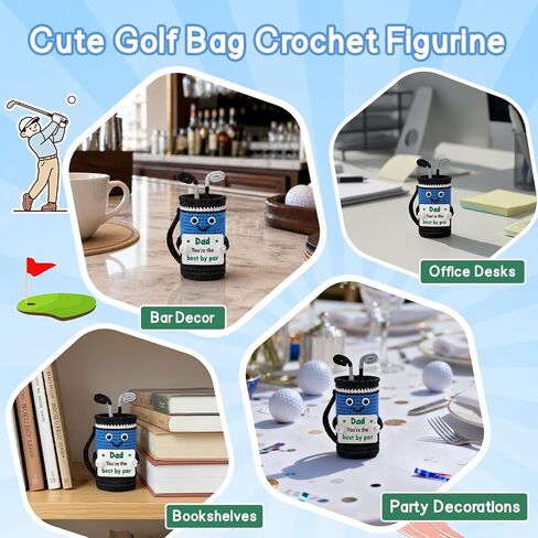 Dad Gifts for Fathers Day from Daughter Son, Mini Birthday Gift Idea for Men Golfers Him New Dads from Wife Woman Girl Kids, Handmade Crochet Golf Bag Accessories Husband Friend Enthusiast in Saudi Arabia