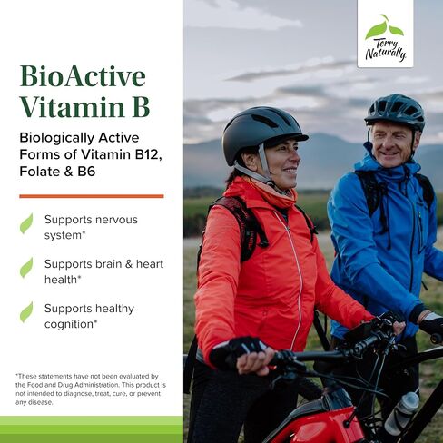 Terry Naturally BioActive Vitamin B - 60 Capsules - Biologically Active Forms of VItamin B12, Folate & B6 - Non-GMO, Vegan, Gluten Free - 60 Servings in Kuwait