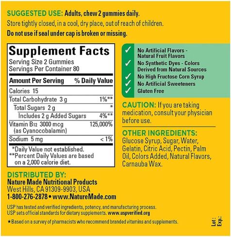 Nature Made B12 Gummies Extra Strength 3000 MCG PER 2 Gummies (160 CT) in Saudi Arabia