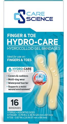 Care Science Hydrocolloid Gel Bandages, Fingers & Toes, Assorted Sizes, 16 ct | Waterproof Barrier for Wound Care or Blisters in Saudi Arabia
