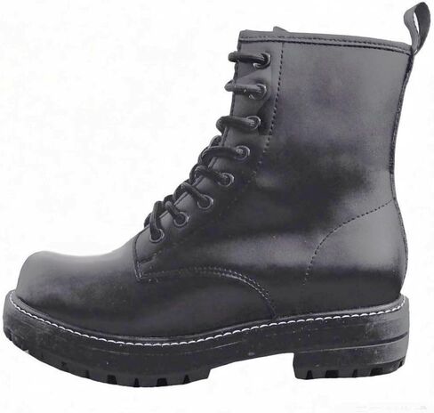 Women’s Genuine Leather Fashion Ankle Booties Causal 8-Eye Side Zipper Lace-up Combat Boots in Kuwait