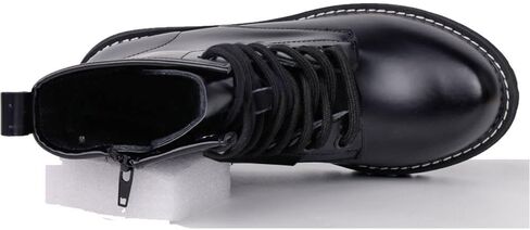 Women’s Genuine Leather Fashion Ankle Booties Causal 8-Eye Side Zipper Lace-up Combat Boots in Kuwait