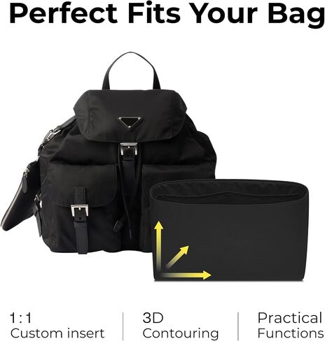 Bag Organizer Insert for PRADA Nylon Backpack Handbag,Custom Fit Inside Premium Matte Black Lightweight WaterResistant Purse Insert with Cup Holder Accessories in Saudi Arabia