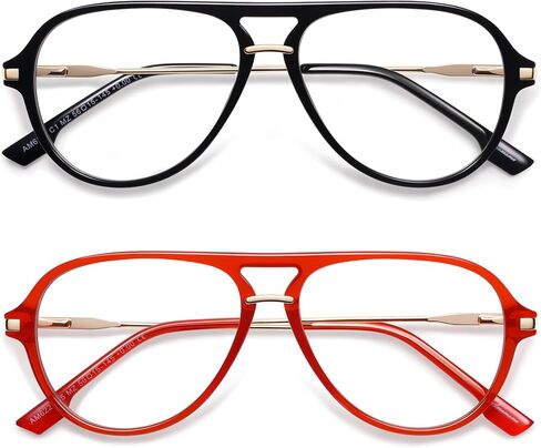 AMOMOMA Aviator Reading Glasses for Women Men Blue Light Blocking Lens Spring Temple AM6226 in Kuwait