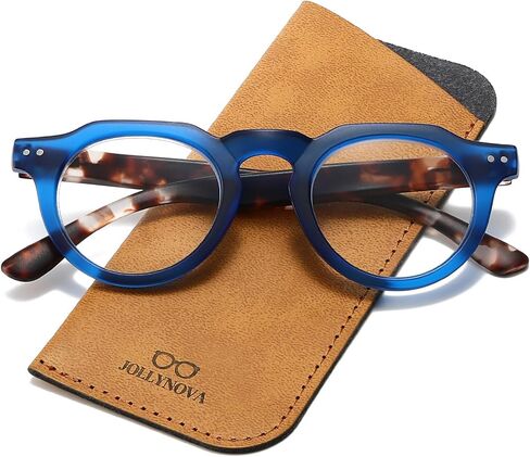 JOLLYNOVA HD7 Reading Glasses RT95, Round Blue Light Blocking Readers, Lightweight, Spring Hinge, UV Protection in Saudi Arabia