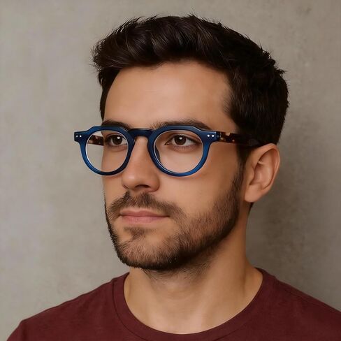 JOLLYNOVA HD7 Reading Glasses RT95, Round Blue Light Blocking Readers, Lightweight, Spring Hinge, UV Protection in Saudi Arabia