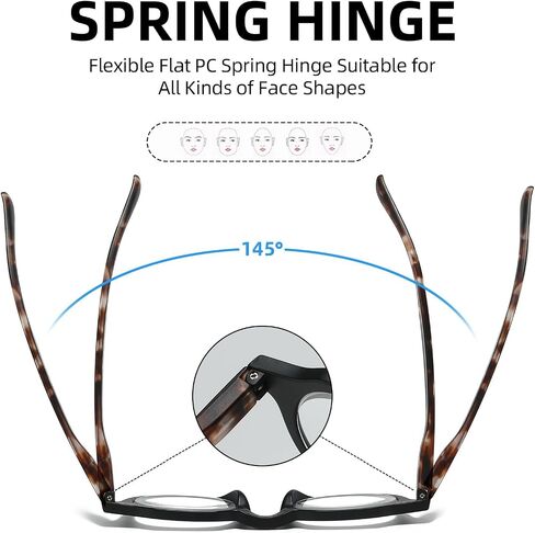 JOLLYNOVA HD7 Reading Glasses RT95, Round Blue Light Blocking Readers, Lightweight, Spring Hinge, UV Protection in Saudi Arabia