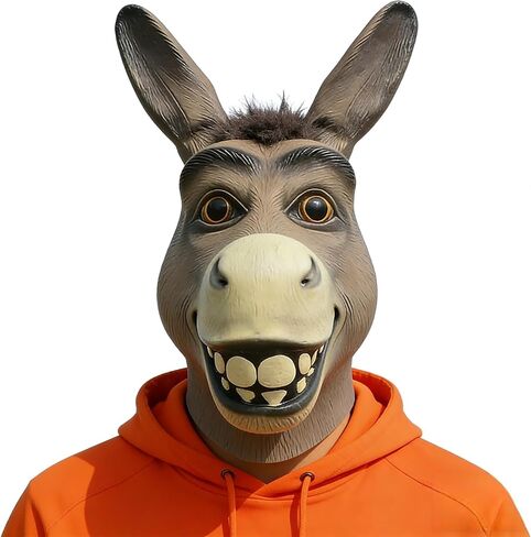 Donkey Mask, Funny Latex Animal Head Mask for Festival Carnival Headgear Fancy Masquerade Party Props in Kuwait