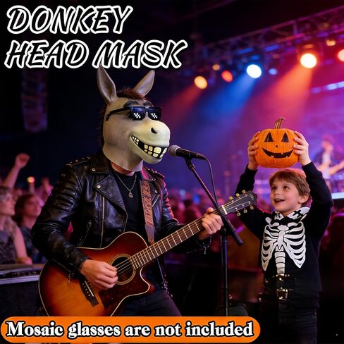 Donkey Mask, Funny Latex Animal Head Mask for Festival Carnival Headgear Fancy Masquerade Party Props in Kuwait