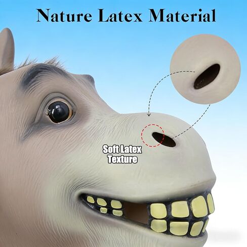 Donkey Mask, Funny Latex Animal Head Mask for Festival Carnival Headgear Fancy Masquerade Party Props in Kuwait