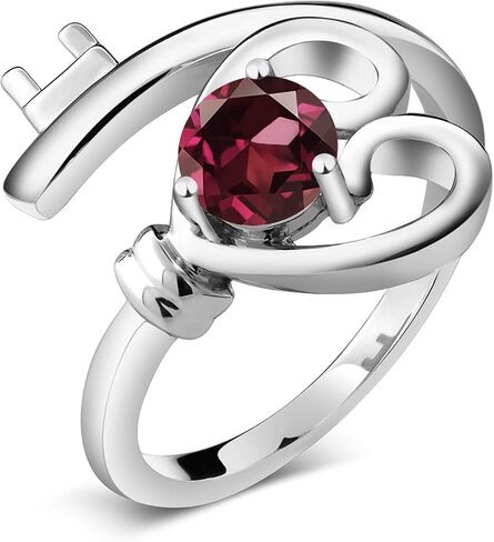 Gem Stone King 925 Sterling Silver Red Rhodolite Garnet Women Heart Key Ring (0.60 Cttw, Gemstone Birthstone) in Kuwait
