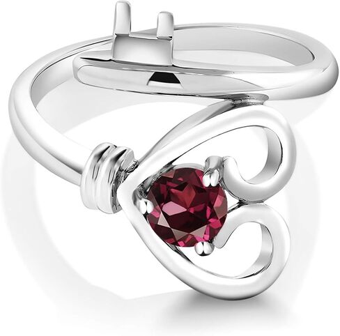 Gem Stone King 925 Sterling Silver Red Rhodolite Garnet Women Heart Key Ring (0.60 Cttw, Gemstone Birthstone) in Kuwait
