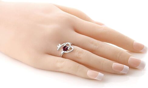 Gem Stone King 925 Sterling Silver Red Rhodolite Garnet Women Heart Key Ring (0.60 Cttw, Gemstone Birthstone) in Kuwait