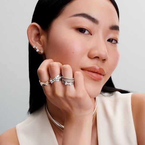 PANDORA-Sparkling Bow Double-row Ring-Sterling silver-With Gift Box in Kuwait