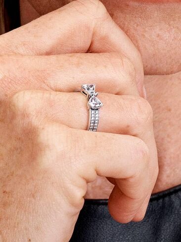 PANDORA-Sparkling Bow Double-row Ring-Sterling silver-With Gift Box in Kuwait