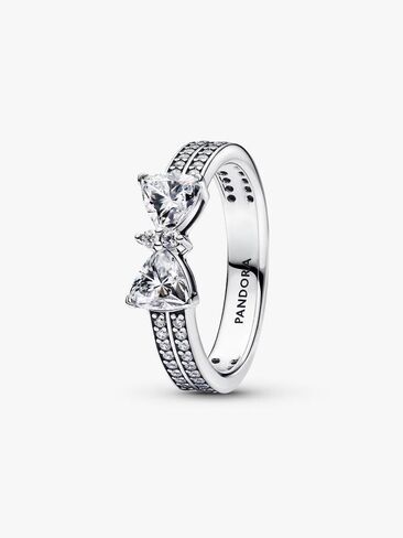 PANDORA-Sparkling Bow Double-row Ring-Sterling silver-With Gift Box in Kuwait