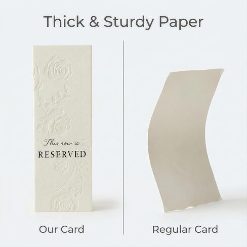 12 Pack Wedding Reserved Signs for Church Pews with Ribbons for Chairs, 800gsm Thick Hand-Embossed Rose Cardstock, Elegant Decor for VIP Guests, Family & Table Settings at Outdoor Garden Ceremony in Saudi Arabia