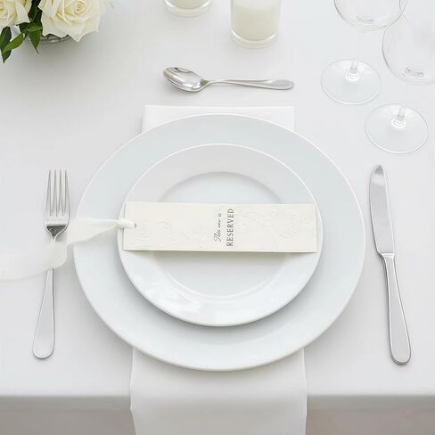12 Pack Wedding Reserved Signs for Church Pews with Ribbons for Chairs, 800gsm Thick Hand-Embossed Rose Cardstock, Elegant Decor for VIP Guests, Family & Table Settings at Outdoor Garden Ceremony in Saudi Arabia