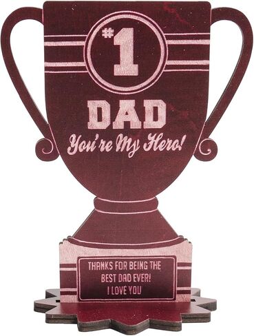Happy Fathers Day Table Decorations, Wooden Father's Day Trophy Sign, Dad Plaque Indoor Tabletop Tiered Tray Office Desk Shelf Rustic Farmhouse Home Decor Papa Birthday Gifts in Saudi Arabia