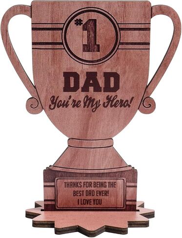 Happy Fathers Day Table Decorations, Wooden Father's Day Trophy Sign, Dad Plaque Indoor Tabletop Tiered Tray Office Desk Shelf Rustic Farmhouse Home Decor Papa Birthday Gifts in Saudi Arabia