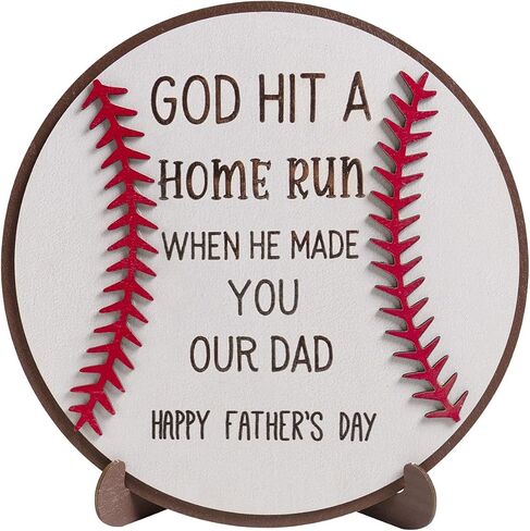 Happy Fathers Day Table Decorations, Wooden Father's Day Trophy Sign, Dad Plaque Indoor Tabletop Tiered Tray Office Desk Shelf Rustic Farmhouse Home Decor Papa Birthday Gifts in Saudi Arabia