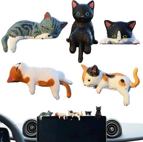 5Pcs Mini Cute Cat Ornament Resin Decoration Cartoon Simulation Animal Car Central Control Screen Home DIY Decoration Ornament in Kuwait