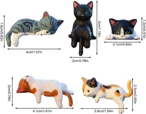 5Pcs Mini Cute Cat Ornament Resin Decoration Cartoon Simulation Animal Car Central Control Screen Home DIY Decoration Ornament in Kuwait