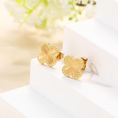 AIPPK 18K Gold Plated Clover Earrings for Women Four Leaf Stud Earrings Lucky Dangle Earrings Fashion Simple Jewelry Gifts for Women in Kuwait