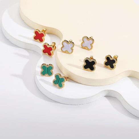 AIPPK 18K Gold Plated Clover Earrings for Women Four Leaf Stud Earrings Lucky Dangle Earrings Fashion Simple Jewelry Gifts for Women in Kuwait