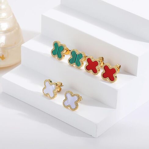 AIPPK 18K Gold Plated Clover Earrings for Women Four Leaf Stud Earrings Lucky Dangle Earrings Fashion Simple Jewelry Gifts for Women in Kuwait