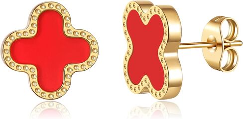 AIPPK 18K Gold Plated Clover Earrings for Women Four Leaf Stud Earrings Lucky Dangle Earrings Fashion Simple Jewelry Gifts for Women in Kuwait