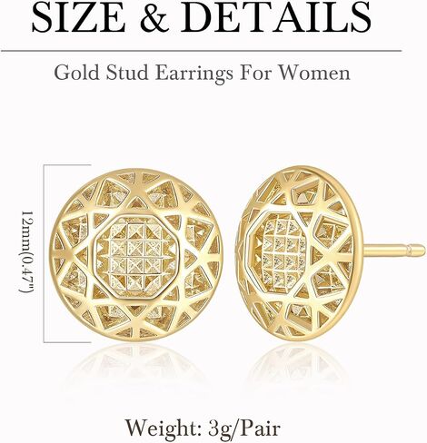 KKR Gold Earrings for Women 14K Gold Studs Earrings for Women Stud Earring for Womens Studs Stunning Hollow Design Stud Earring for Womens in Saudi Arabia