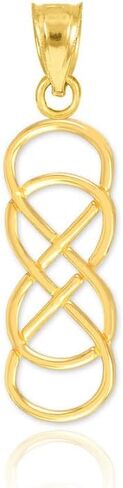 Claddagh Gold Unisex 14K Yellow Gold Vertical Infinity Double Knot Pendant And Earrings Set in Kuwait