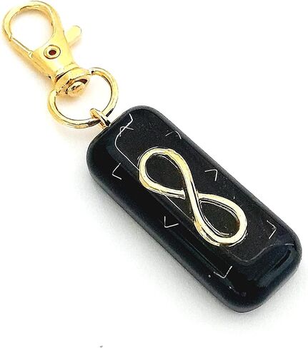 Orgone keychain with golden Infinity, Black Tourmaline & Shungite. Made in USA in Kuwait