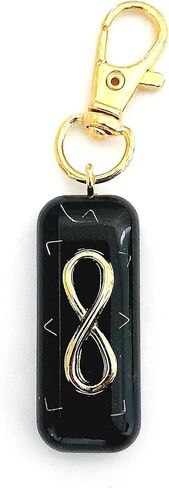 Orgone keychain with golden Infinity, Black Tourmaline & Shungite. Made in USA in Kuwait