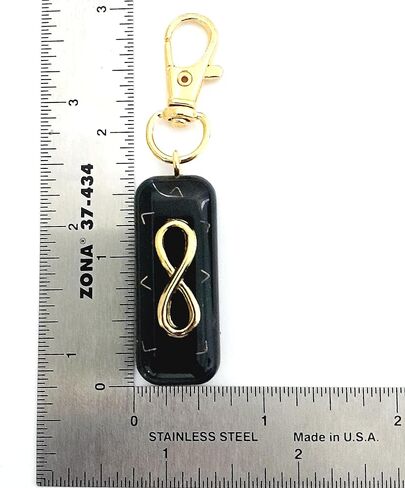 Orgone keychain with golden Infinity, Black Tourmaline & Shungite. Made in USA in Kuwait