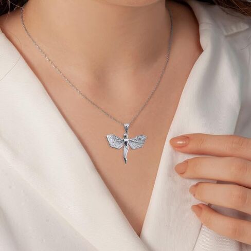 Claddgh Gold .925 Sterling Silver Mystical Fairy Angel Wings Charm Pendant Necklace in Kuwait