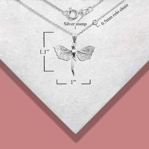 Claddgh Gold .925 Sterling Silver Mystical Fairy Angel Wings Charm Pendant Necklace in Kuwait