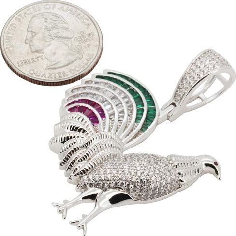 14k Yellow/White Gold Plated AAA Cubic Zirconia Rooster Pendant in Kuwait