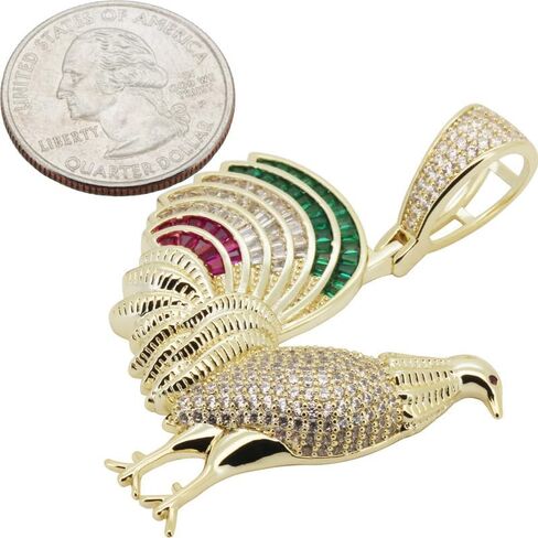 14k Yellow/White Gold Plated AAA Cubic Zirconia Rooster Pendant in Kuwait